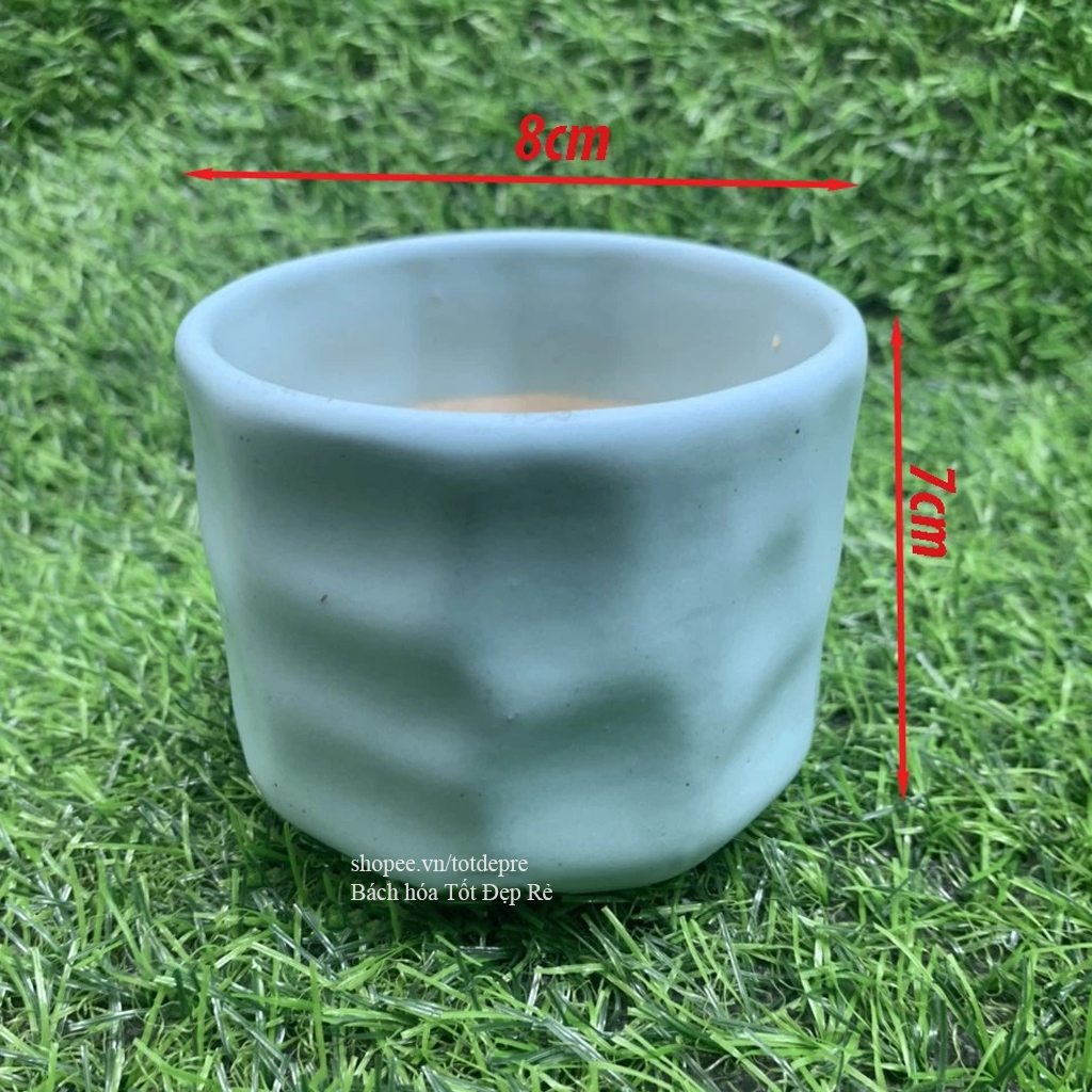 Chậu gốm sứ trồng sen đá - Chậu trồng cây để bàn nhiều màu đẹp kiểu dáng dễ thương có lỗ thoát nước