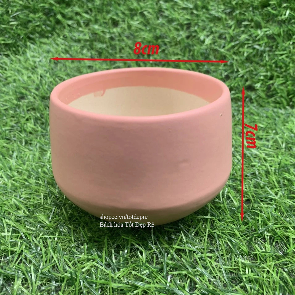 Chậu gốm sứ trồng sen đá - Chậu trồng cây để bàn nhiều màu đẹp kiểu dáng dễ thương có lỗ thoát nước