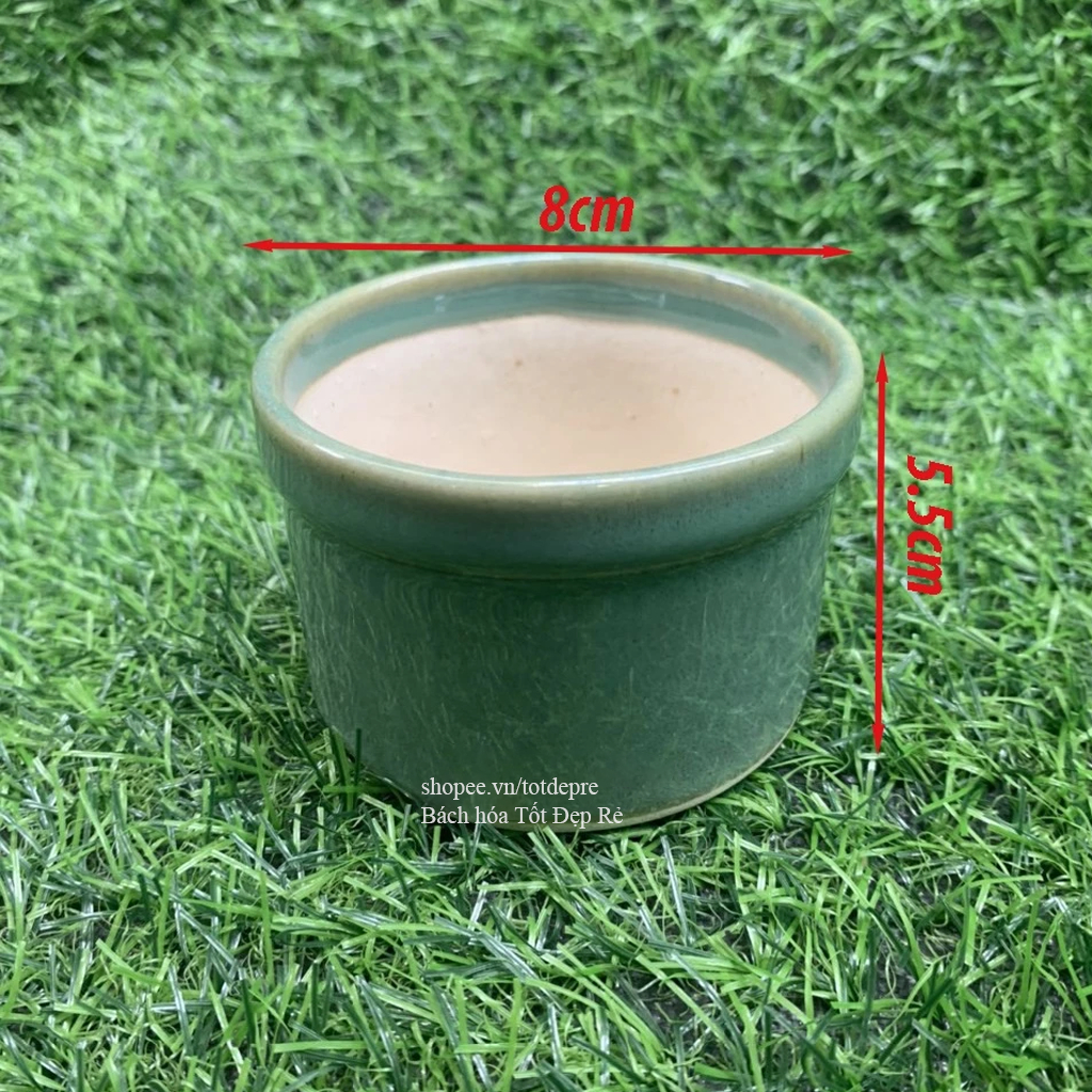 Chậu gốm sứ trồng sen đá - Chậu trồng cây để bàn nhiều màu đẹp kiểu dáng dễ thương có lỗ thoát nước