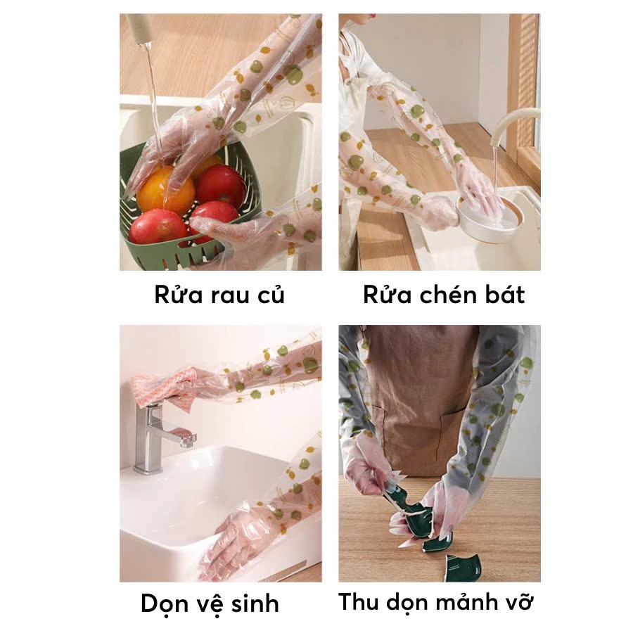 Set 10 Cái Găng tay TPE Siêu Dai Dài 60Cm DASEP Có Chun Chống Tuột, Găng Tay Rửa Chén Bát, Giặt Đồ Dọn Dẹp Đa Chức Năng