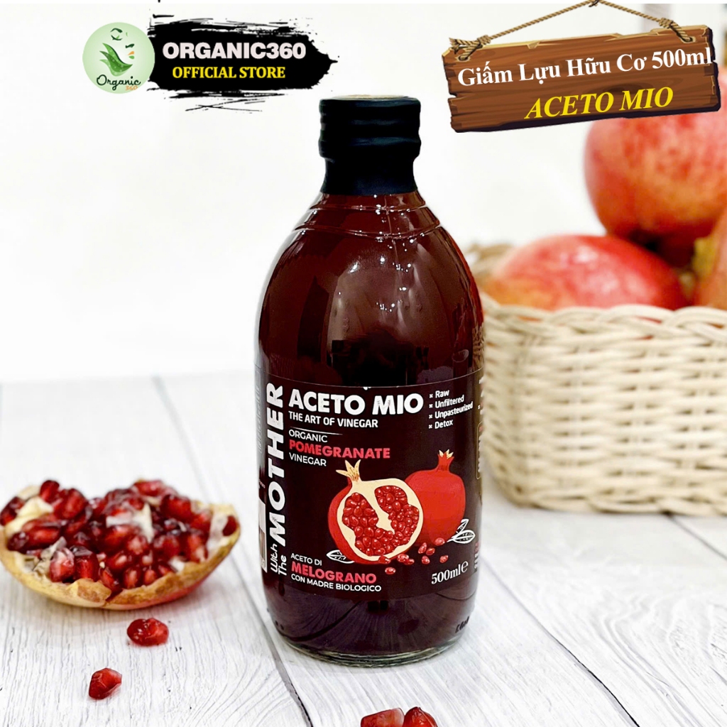 Ảnh Giấm Lựu Hữu Cơ ACETO MIO Có Giấm Cái Organic Pomegranate Vinegar With The Mother 500ml 3
