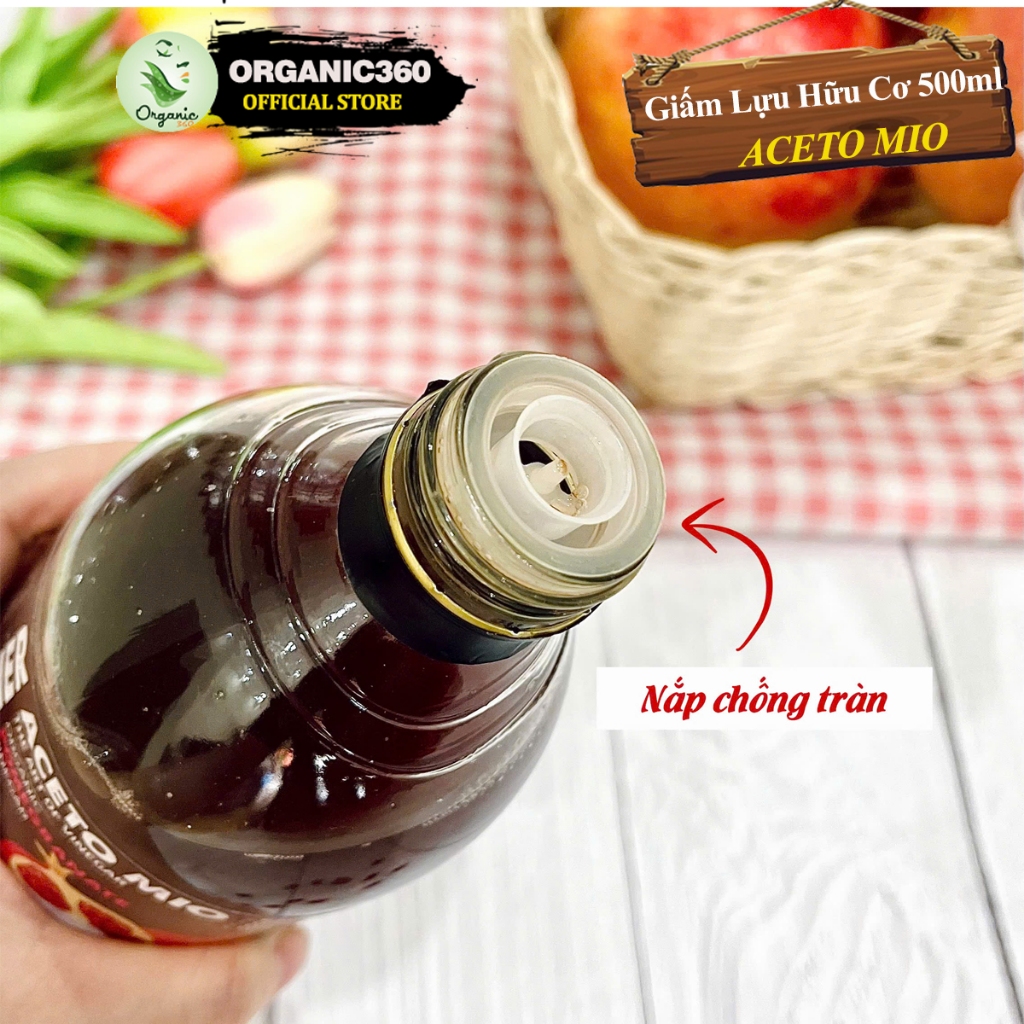 Ảnh Giấm Lựu Hữu Cơ ACETO MIO Có Giấm Cái Organic Pomegranate Vinegar With The Mother 500ml 2