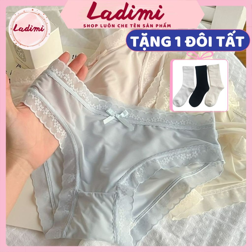 Quần lót Nữ su lụa Siêu Mỏng Không lộ viền co giãn phối ren hoa thoáng mát gợi cảm Ladimi MÃ 1271
