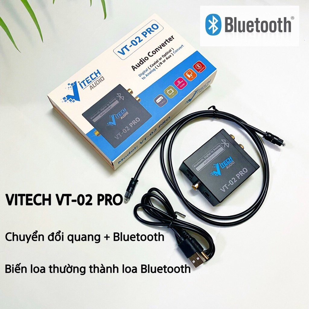 Bộ giải mã âm thanh optical Vitech VT02 Pro tích hợp Bluetooth - tặng ...