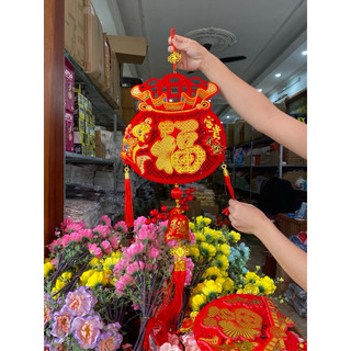 Dải treo deco Tết màu đỏ chất liệu Nhung sang trọng