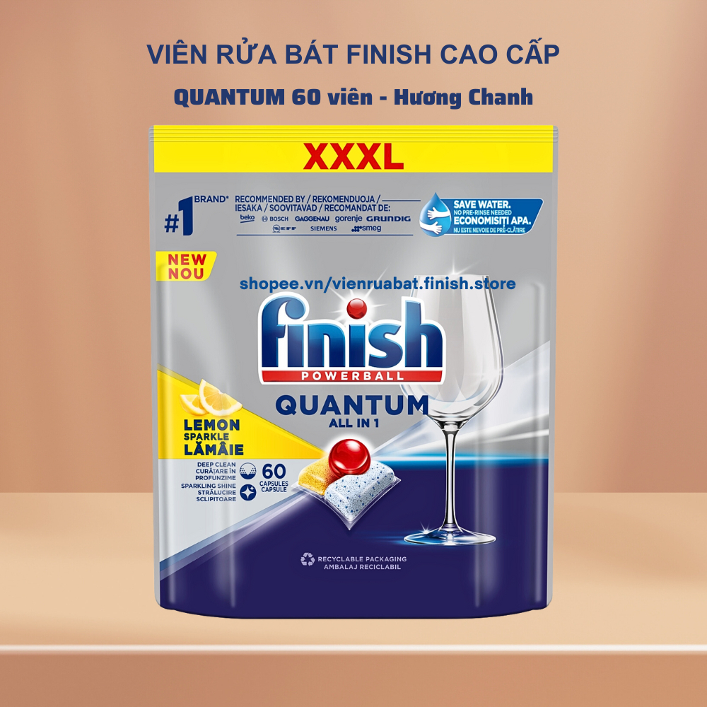 Viên rửa bát Finish Quantum All in 60 viên loại cao cấp chuyên dùng cho ...