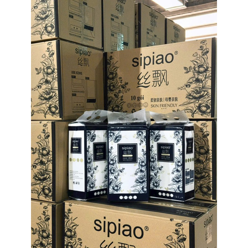 Thùng 10 Bịch Giấy Treo Đa Năng SIPIAO Hoa Hồng, Khăn Rút Treo Trường 4 Lớp mỗi bịch 1000 tờ dai mềm