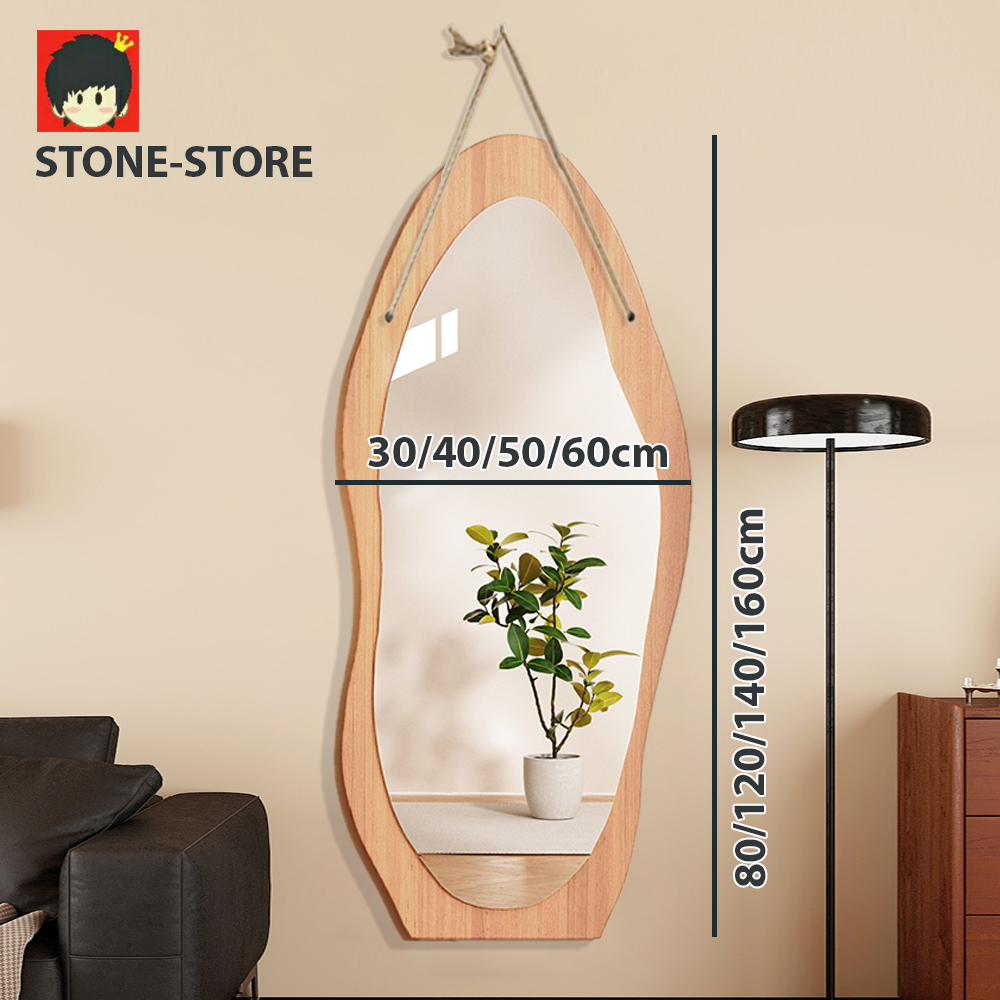 (BAO BỂ VỠ) Gương toàn thân treo tường, gương treo tường hình oval khung gỗ, nhiều kích thước, gương siêu nét