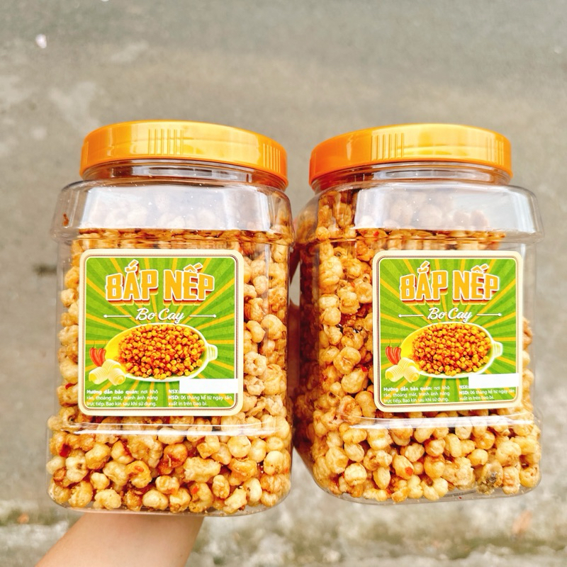 BẮP NẾP BƠ CAY MẮM TỎI ỚT SẤY GIÒN - 1 HỘP 500GR