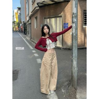 𝐆𝐚𝐥𝐢𝐧𝐚 𝐒𝐞𝐭 - Set áo 2 dây phối áo cardigan kiểu croptop tay dài nhiennhienvintage NSB00003