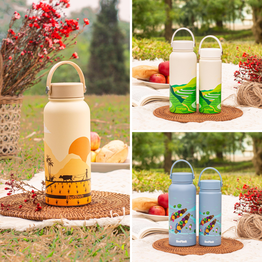 Ảnh Bình giữ nhiệt EcoFlask 550ml/1000ml thiết kế hoạ tiết Ruộng Bậc Thang - Bình giữ nhiệt cao cấp chính hãng, inox 304 2