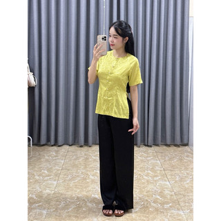 Bà BaTayNgắn Lẻ Áo # Jacket Top Kem Dress Women # Đồ Lam Đi Chùa
