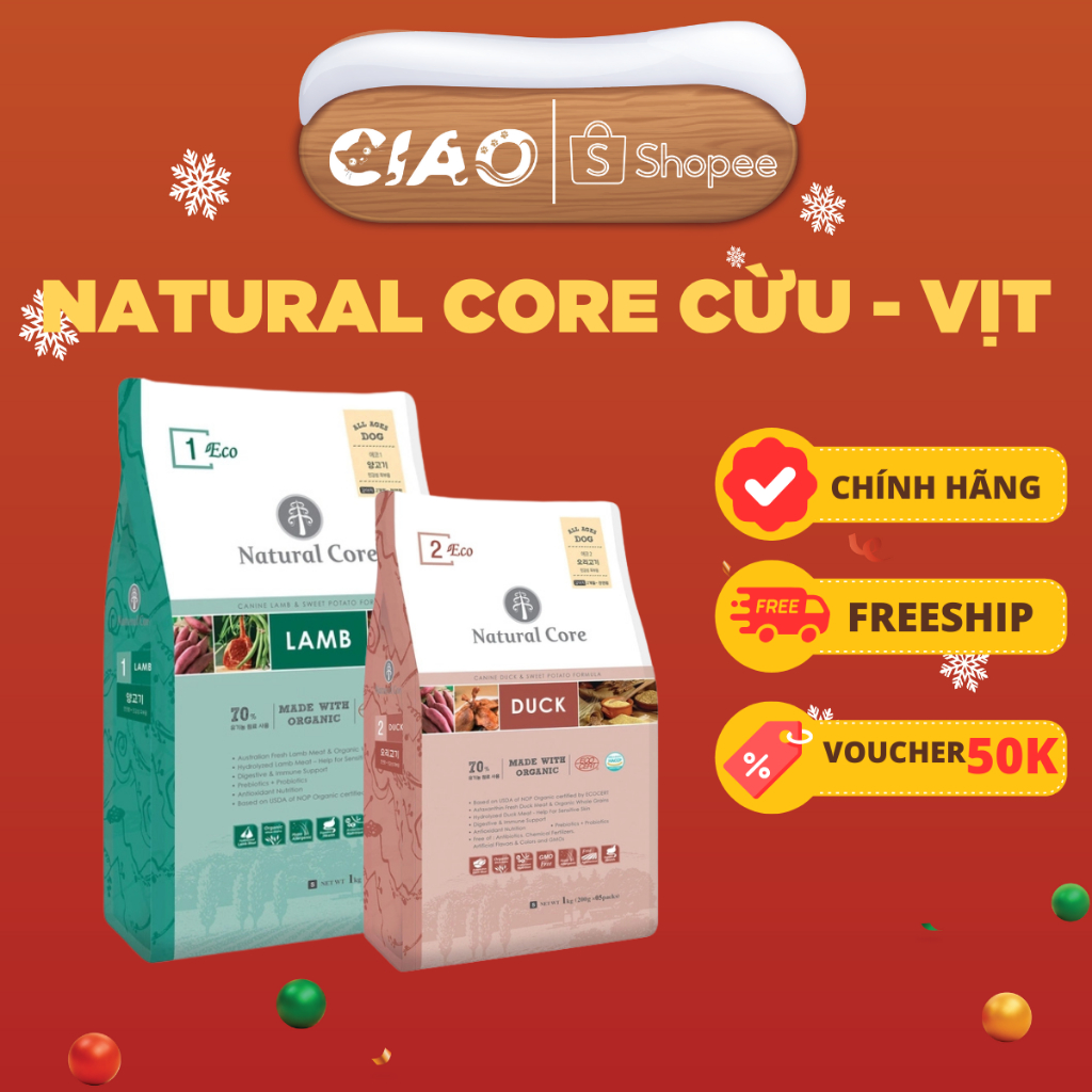 [1kg]-Thức ăn hạt hữu cơ cho chó mọi lứa tuổi Natural Core | Tăng khả ...
