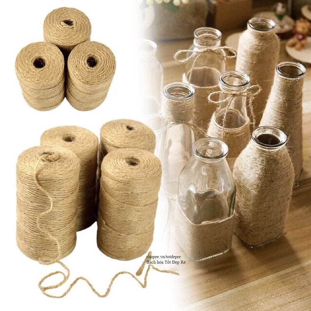 Hàng đẹp cỡ 2mm dài 5met 15met 50met Dây gai (dây thừng, dây bố) làm đồ thủ công tran trí handmade