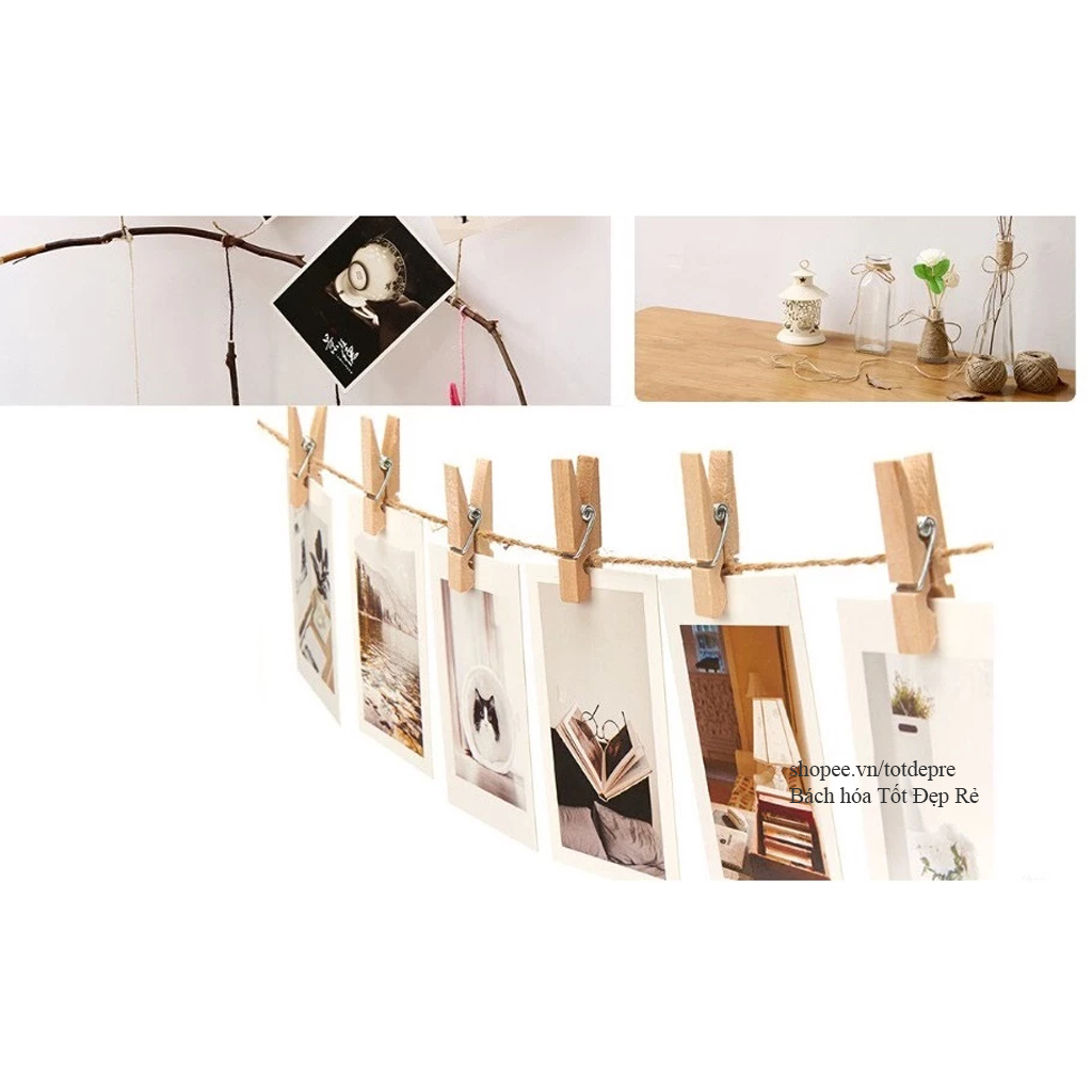 Hàng đẹp cỡ 2mm dài 5met 15met 50met Dây gai (dây thừng, dây bố) làm đồ thủ công tran trí handmade
