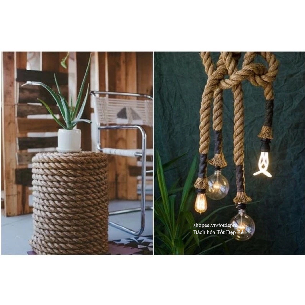 Hàng đẹp cỡ 2mm dài 5met 15met 50met Dây gai (dây thừng, dây bố) làm đồ thủ công tran trí handmade