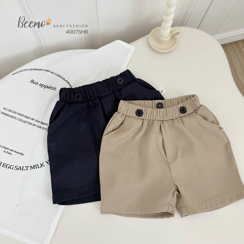 Set gile vest kèm sơ mi, phối nơ và dây đai công tử cho bé, bộ comle cộc tay hàng thiết kế Beemo