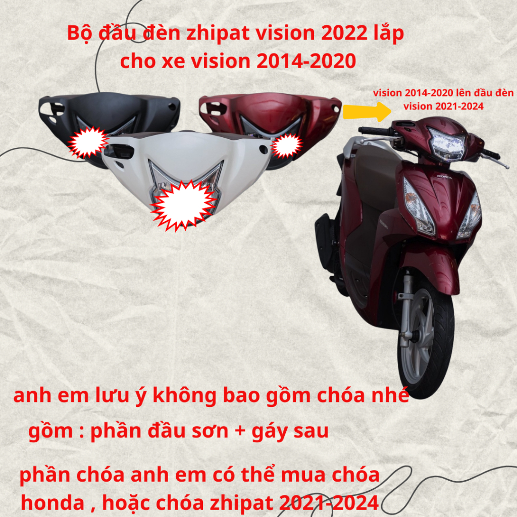 Bộ đầu đèn Zhi.Pat VS110 2022 cho Vision 2014 - 2019 ( gồm bợ cổ + đầu ...