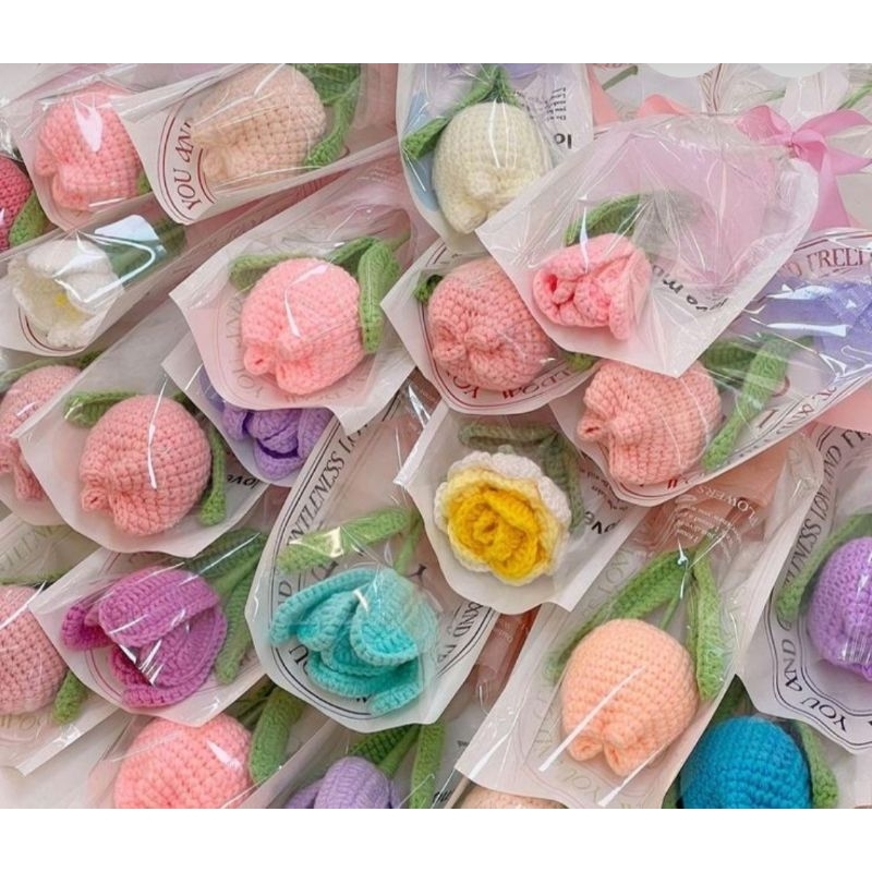 Cành Hoa Len( Hướng Dương, Tulip , Cúc , Hoa Hồng, Lavender...), Cành Hoa Len Handmade