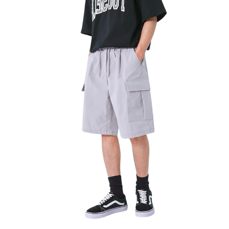 XẢ KHO - Quần Short TÚI HỘP Bigsize Kaki Thun Co Giãn Màu Ghi