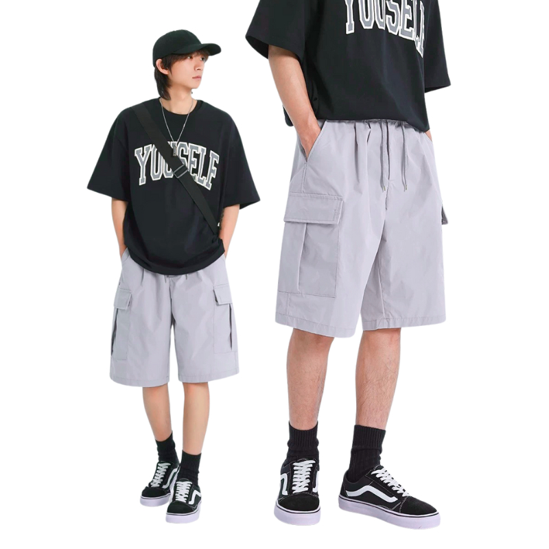 XẢ KHO - Quần Short TÚI HỘP Bigsize Kaki Thun Co Giãn Màu Ghi