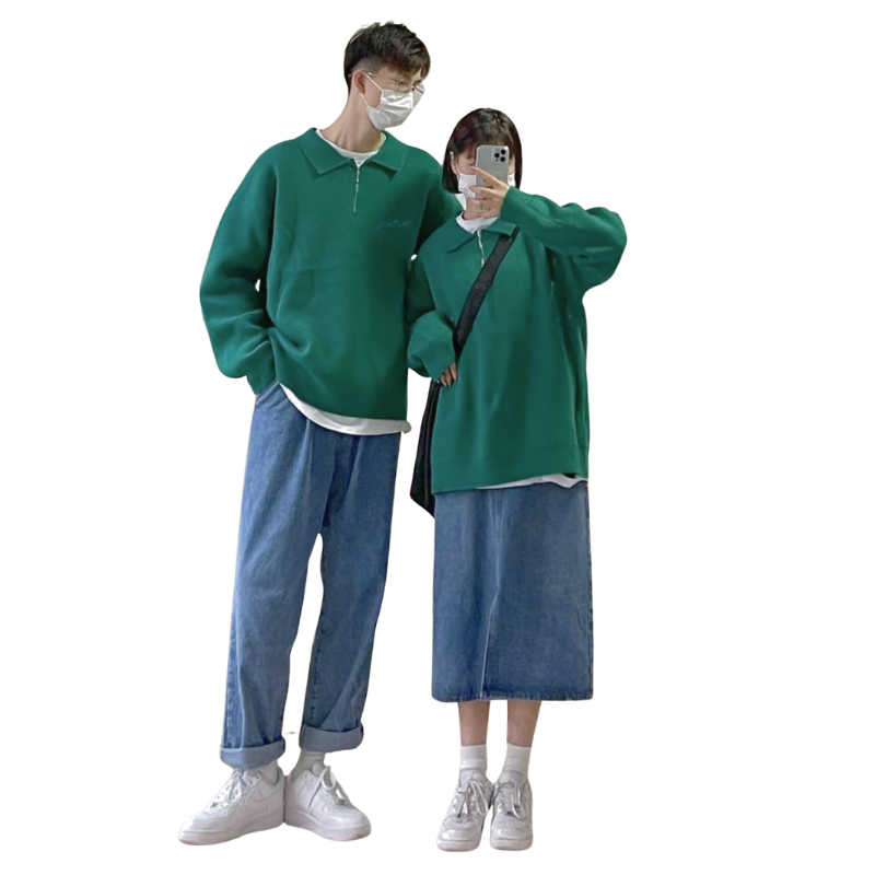 40-115KG Áo Thun Polo Tay Dài Nam Nữ Thu Đông Giữ Ấm Khóa Zip BIGSIZE - MÃ 49