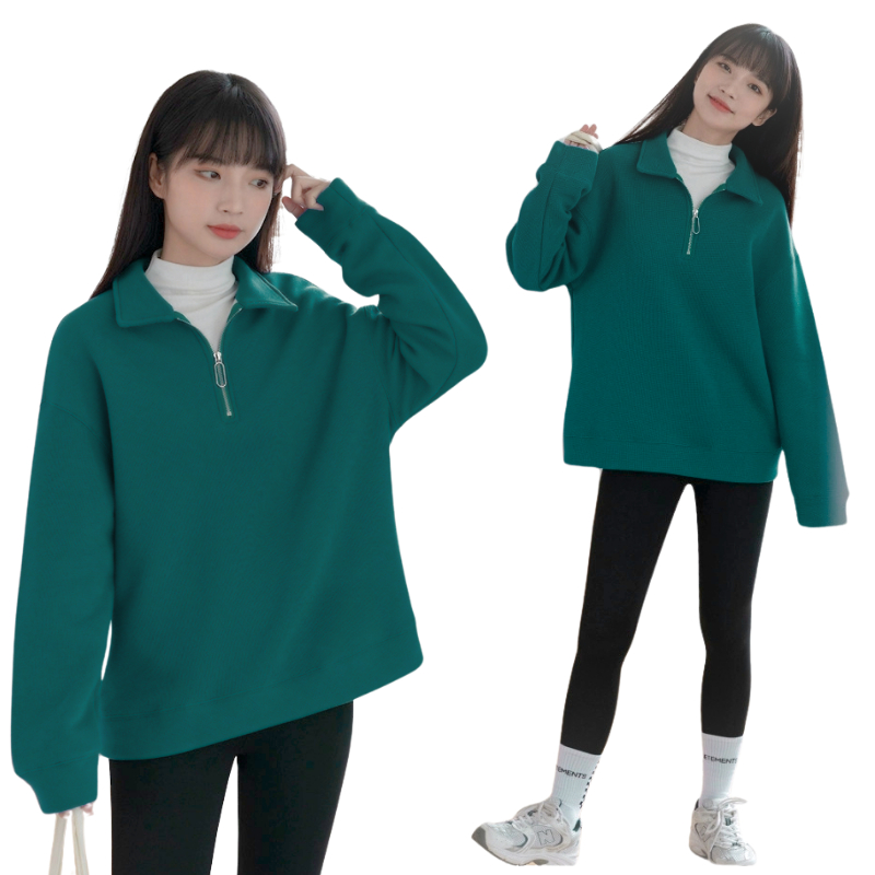 40-115KG Áo Thun Polo Tay Dài Nam Nữ Thu Đông Giữ Ấm Khóa Zip BIGSIZE - MÃ 49