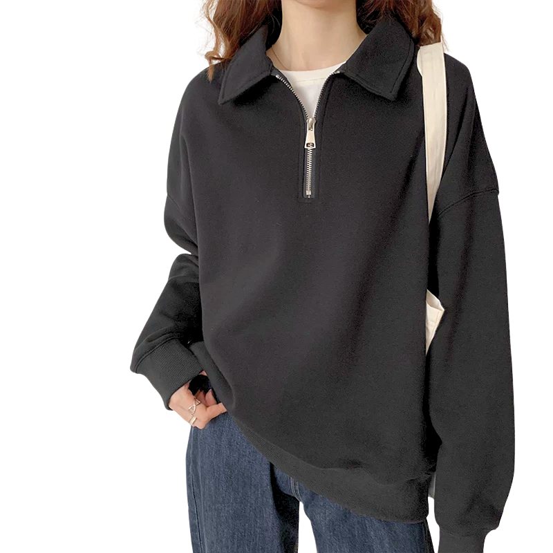 40-115KG Áo Thun Polo Tay Dài Khóa Zip BIGSIZE Nam Nữ Áo Sweater Thu Đông Giữ Ấm - MÃ 49