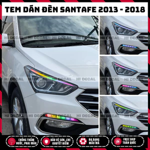 Tem dán đèn Santafe 2015 - 2018, decal dán đèn đổi màu Santafe bền màu, chống nước