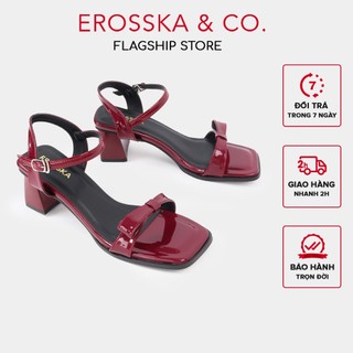 Giày cao gót mũi vuông đính nơ kiểu dáng sang trọng thời trang màu đỏ 6cm - EM139