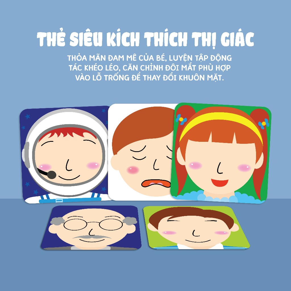Sách - Thẻ Siêu Kích Thích Thị Giác Cho Trẻ Sơ Sinh - Thẻ Biểu Cảm Màu