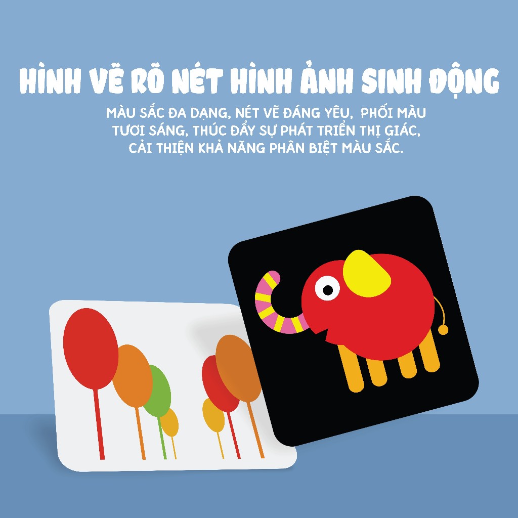 Sách - Thẻ Siêu Kích Thích Thị Giác Cho Trẻ Sơ Sinh - Thẻ Hình Dạng Màu
