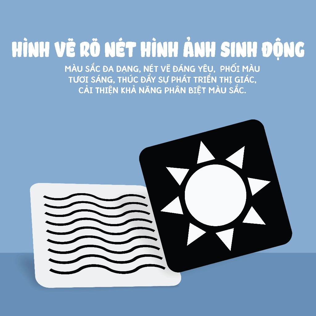 Sách - Thẻ Siêu Kích Thích Thị Giác Cho Trẻ Sơ Sinh -  Thẻ Hình Dạng Đen Trắng