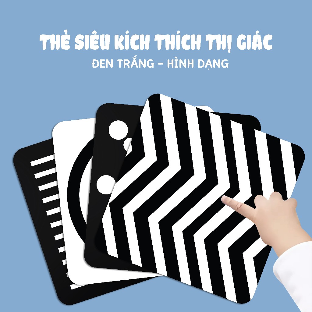 Sách - Thẻ Siêu Kích Thích Thị Giác Cho Trẻ Sơ Sinh -  Thẻ Hình Dạng Đen Trắng