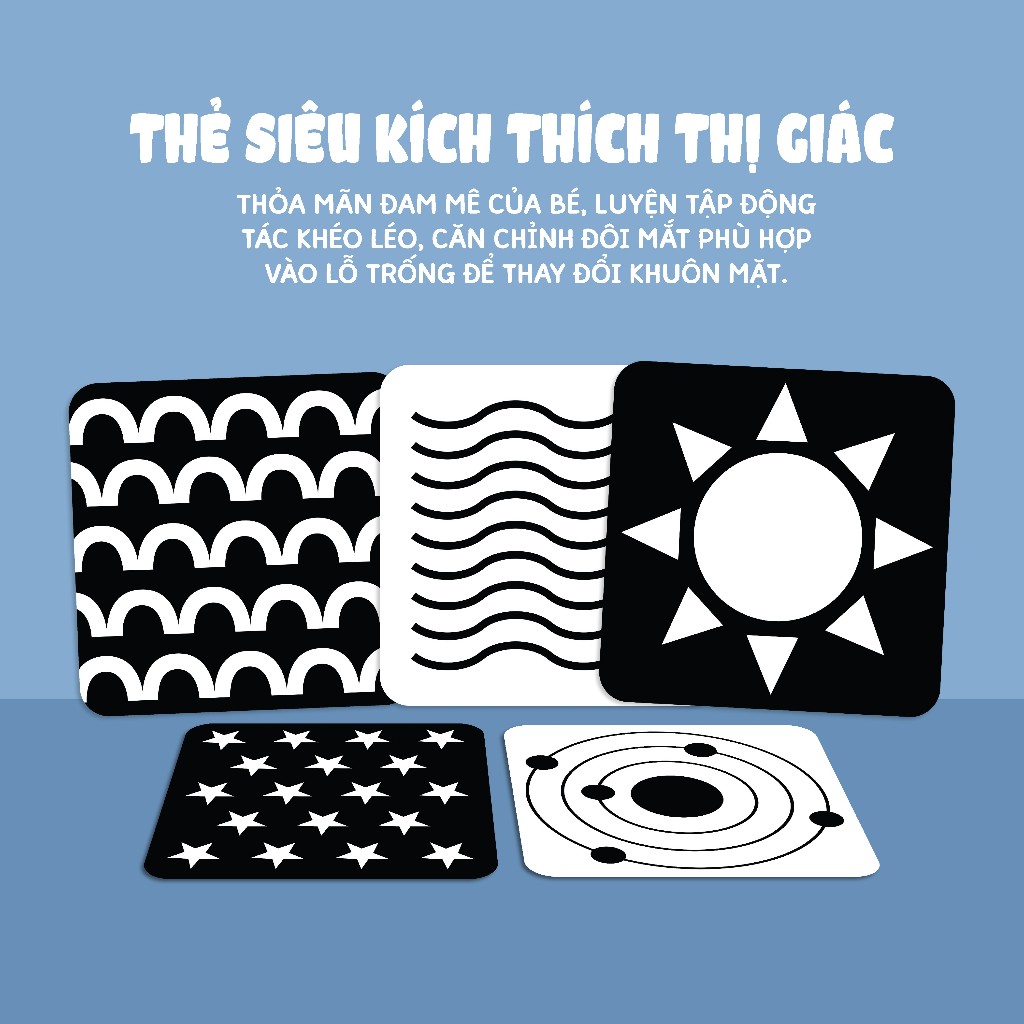 Sách - Thẻ Siêu Kích Thích Thị Giác Cho Trẻ Sơ Sinh -  Thẻ Hình Dạng Đen Trắng