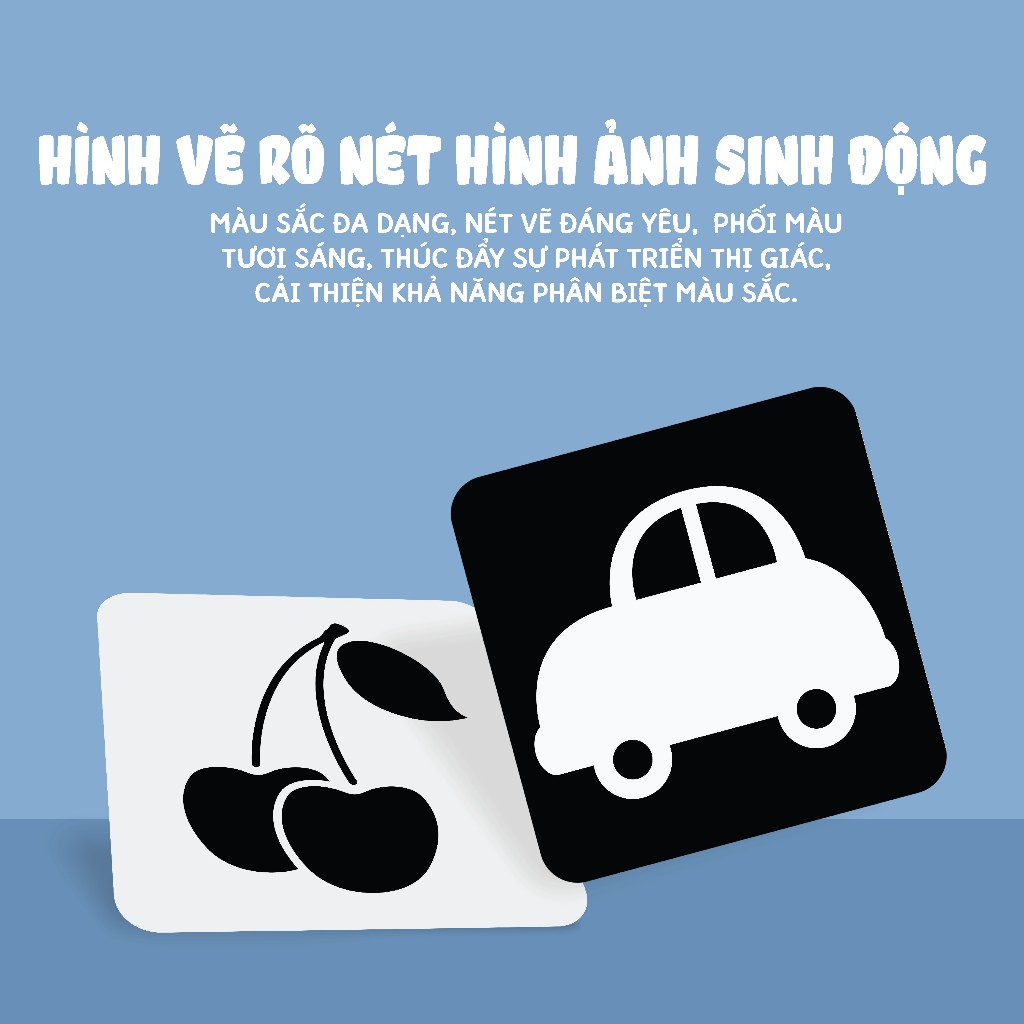 Sách - Thẻ Siêu Kích Thích Thị Giác Cho Trẻ Sơ Sinh -  Thẻ Đường Nét Đen Trắng