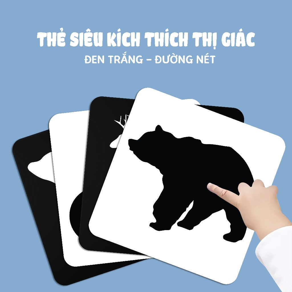 Sách - Thẻ Siêu Kích Thích Thị Giác Cho Trẻ Sơ Sinh -  Thẻ Đường Nét Đen Trắng
