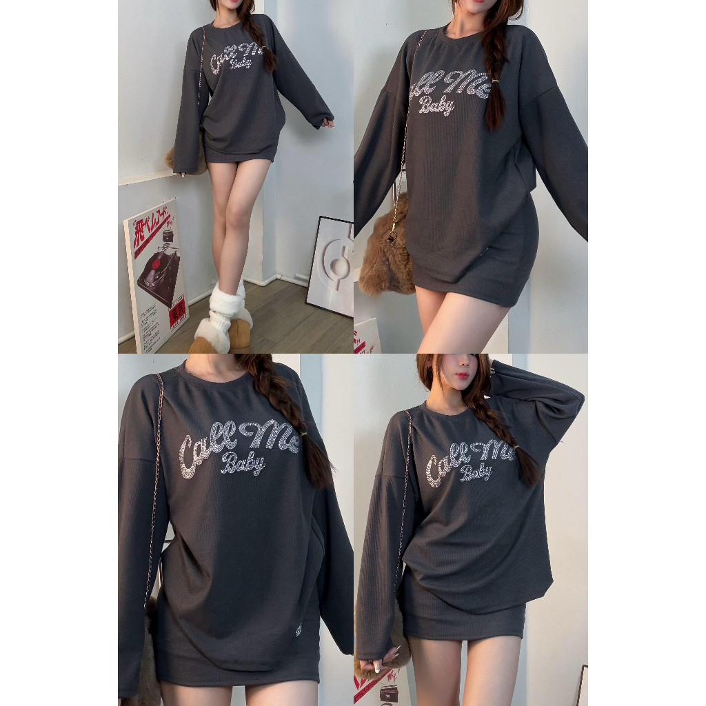 [CÓ TÁCH SET]  SET SWEATER KÈM CHÂN VÁY ĐÍNH ĐÁ CALLME FF MIX