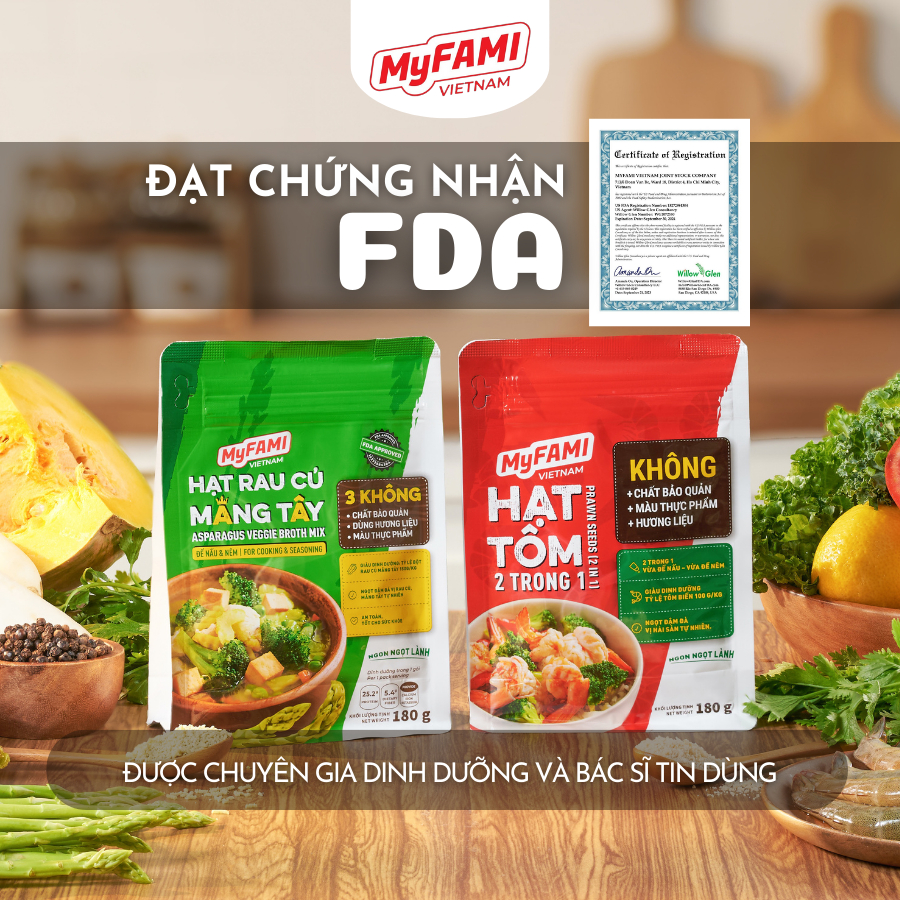 Gia Vị Nấu Ăn Hạt Tôm & Hạt Rau Củ Măng Tây MYFAMI không chất bảo quản, gia vị dùng để nấu và nêm