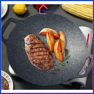 Chảo đá nướng thịt chống dính hàn quốc chảo gang nướng thịt không dầu bếp từ bếp ga vỉ nướng BBQ size 34cmm - PT