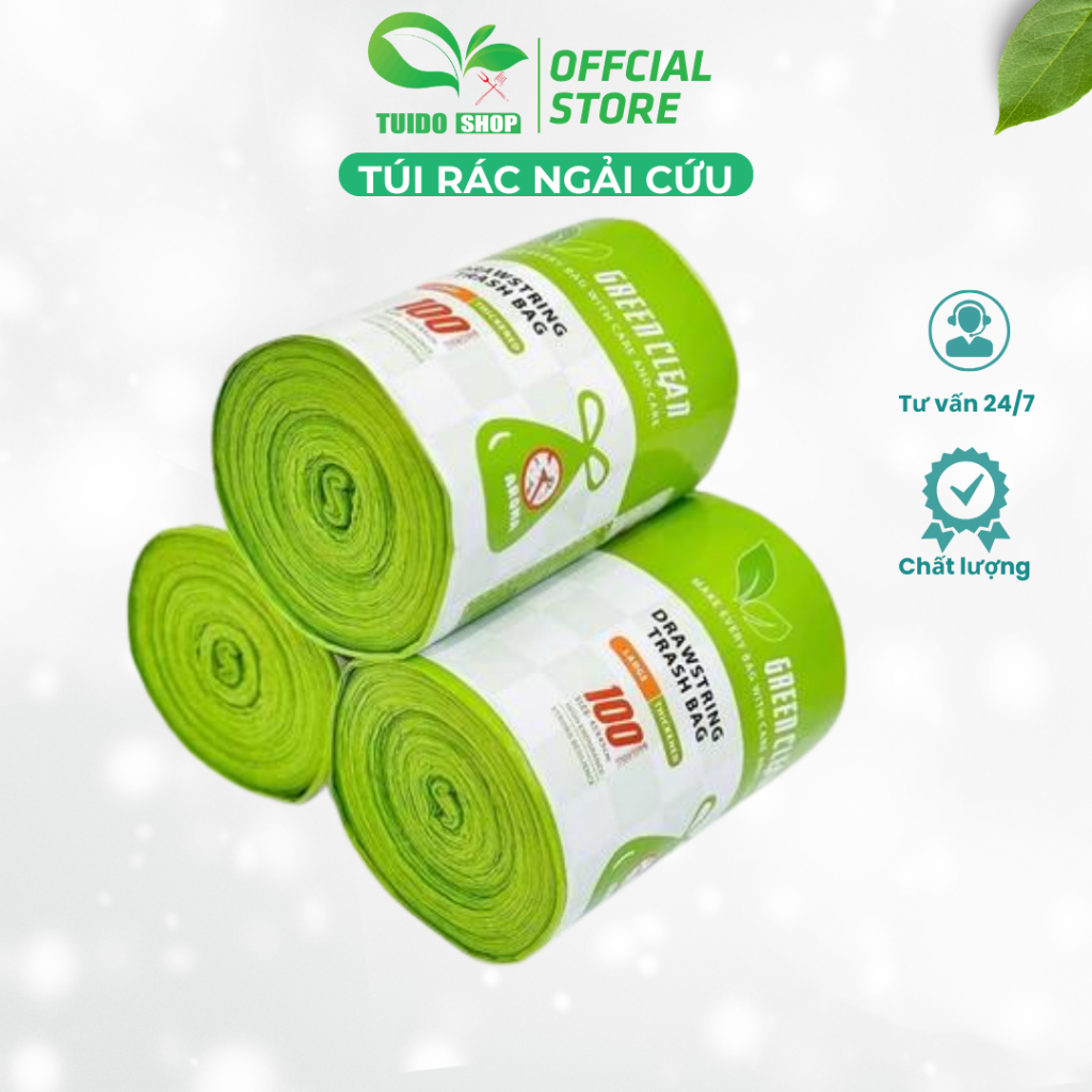 Túi đựng rác Ngải Cứu có dây rút, Chất liệu ngải cứu xua đuổi ruồi muỗi ...