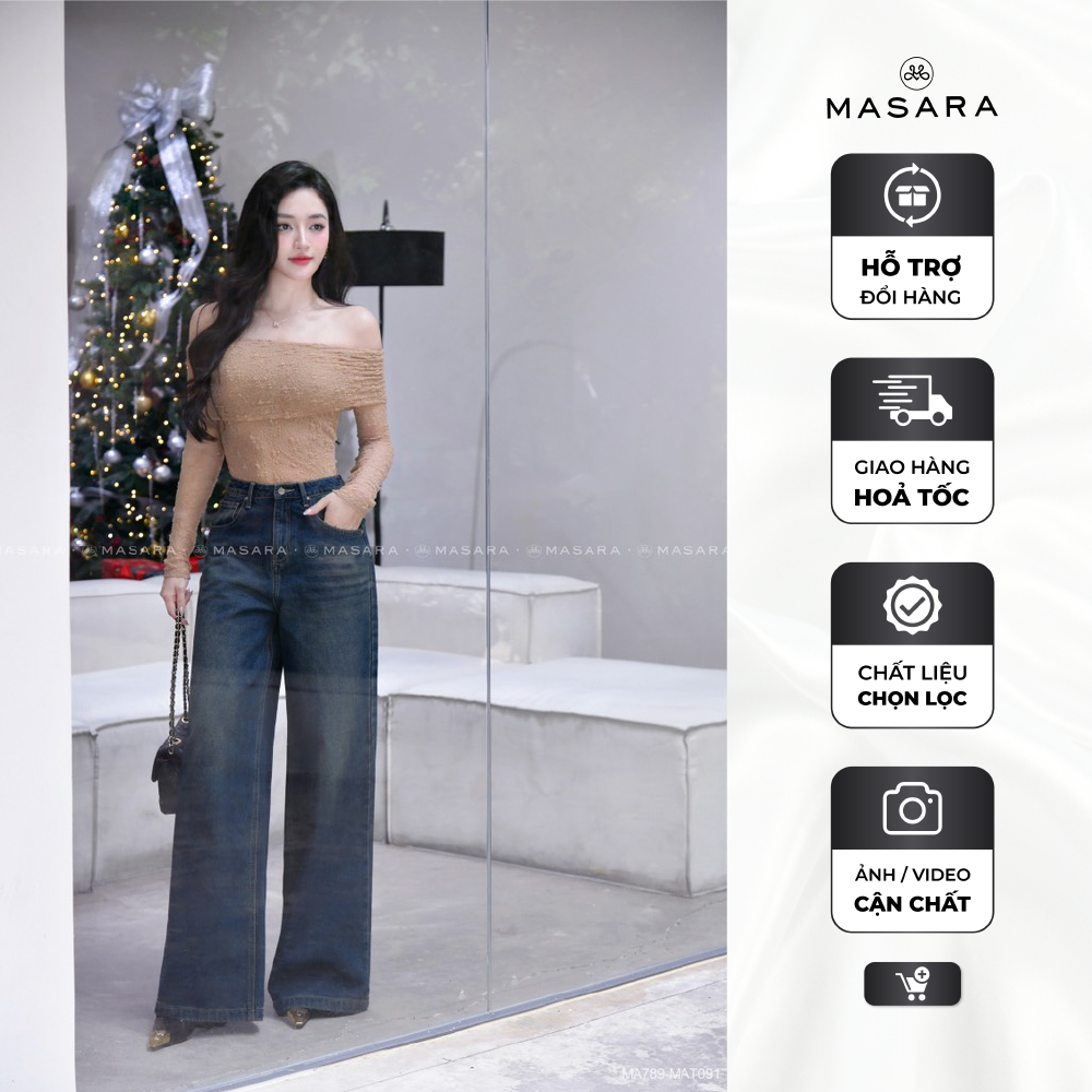 [QUẦN JEANS] Quần Jeans nữ Masara form suông rộng cá tính, phong cách năng động trẻ trung