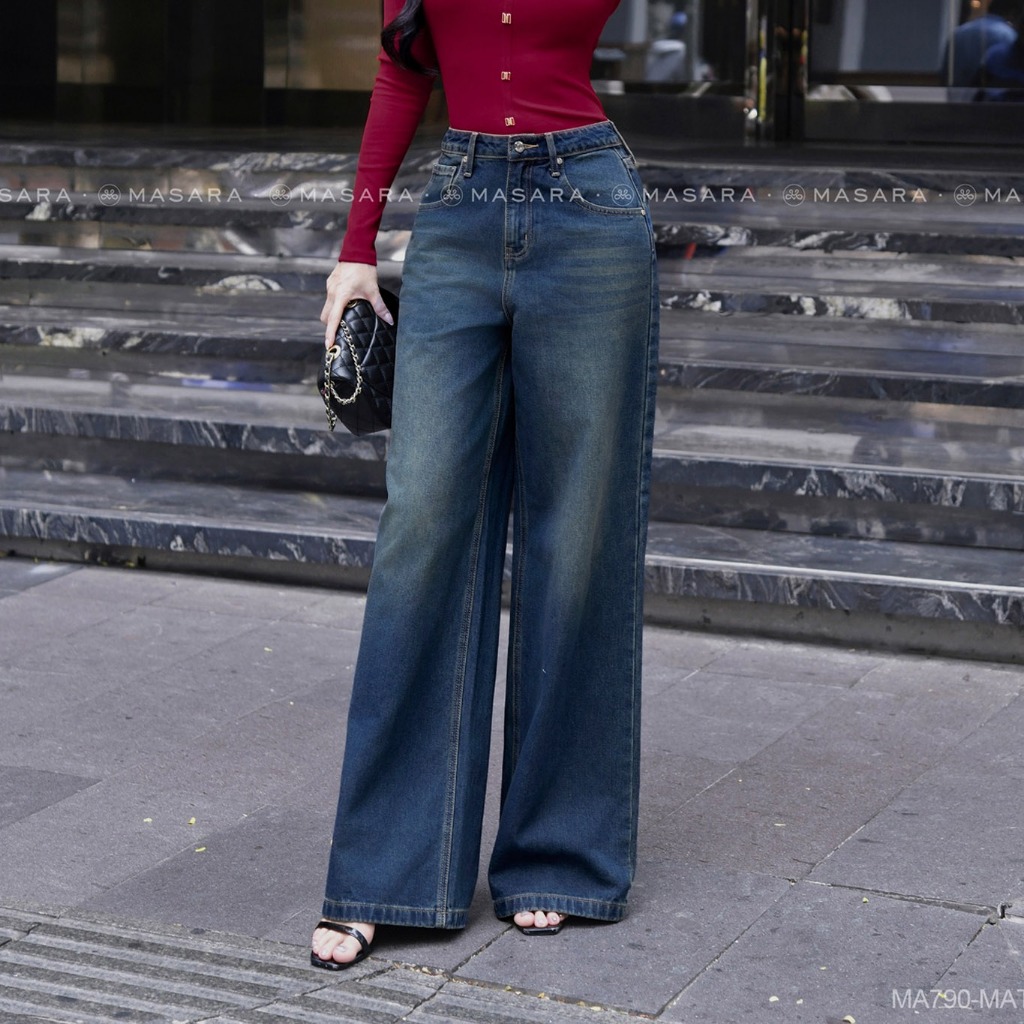 [QUẦN JEANS] Quần Jeans nữ Masara form suông rộng cá tính, phong cách năng động trẻ trung