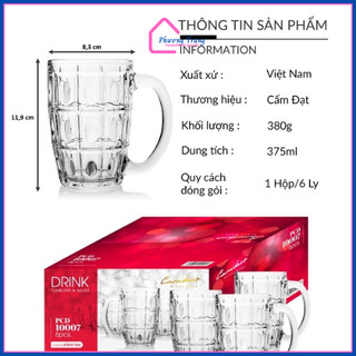 Bộ 6 Ly Thủy Tinh Uống Bia Có Quai PCD10007 375ML - Phương Trang