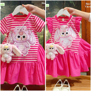 💯💯Hè 2026💯💯 Đầm Baby three Hồng sen dáng xoè, tay tiên siêu đẹp cho bé gái 13-45kg