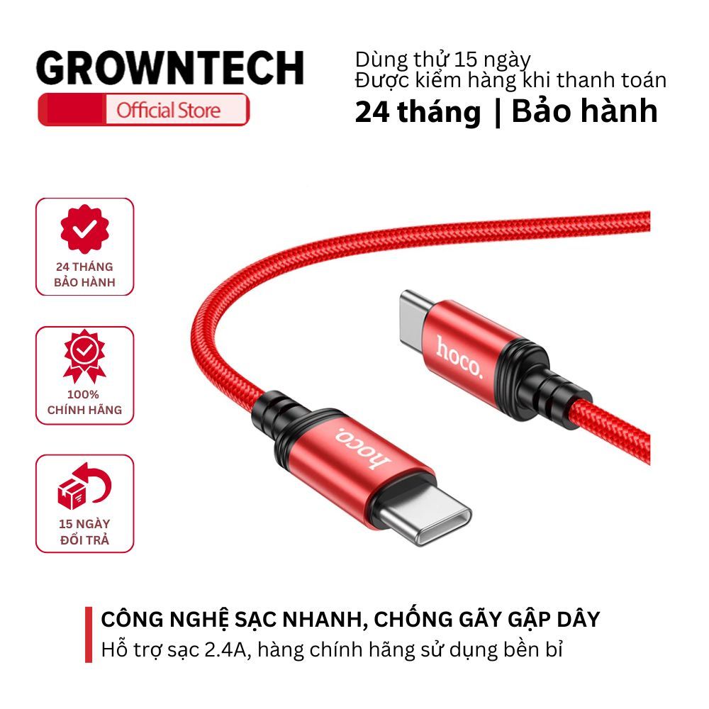 Cáp sạc nhanh Hoco X89 Type-C to Type-C PD60W hỗ trợ truyền dữ liệu, dây bọc dù chống đứt dài 100CM