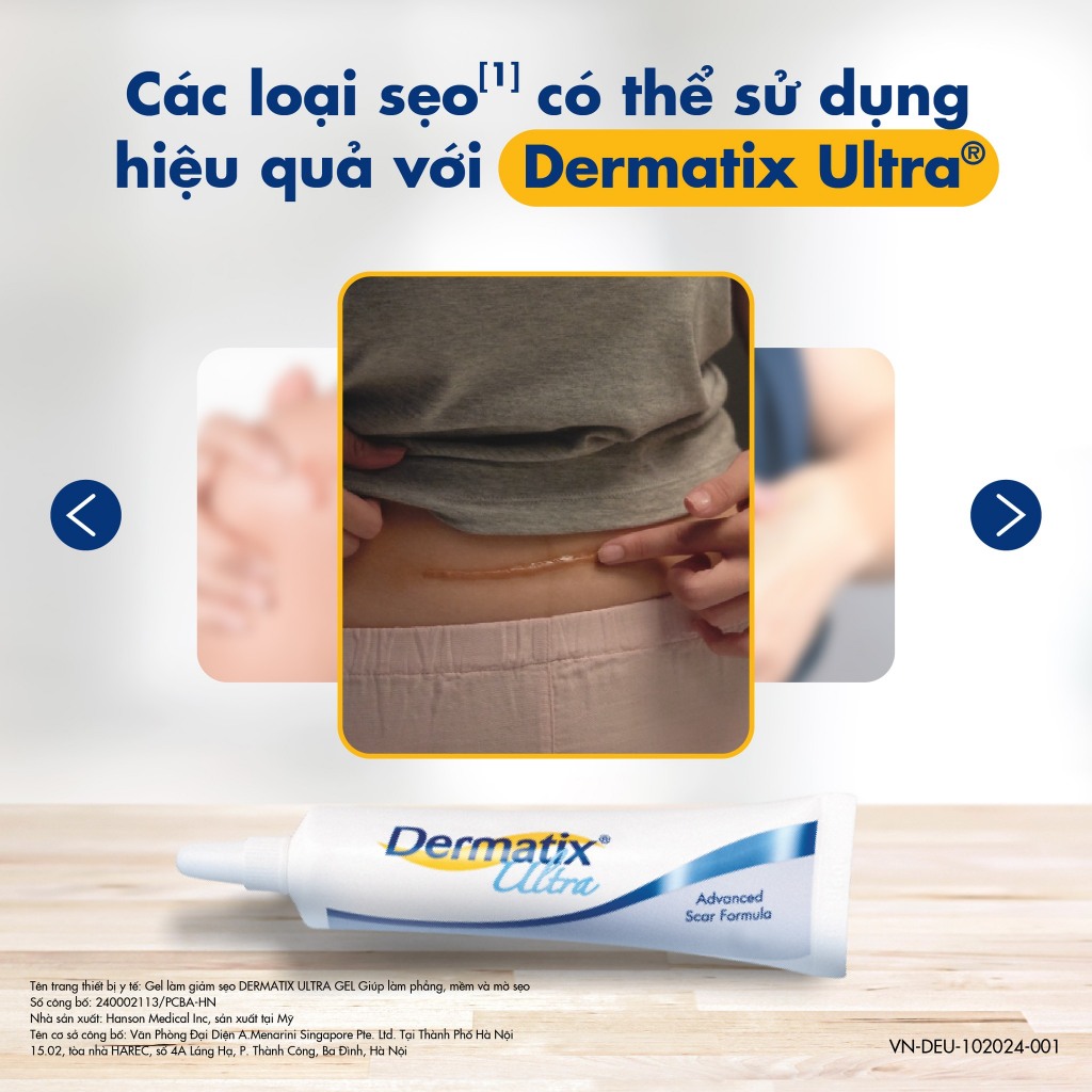 Dermatix Ultra Gel Làm Mờ Thâm sẹo kem làm phẳng sẹo lồi sẹo thâm 15g