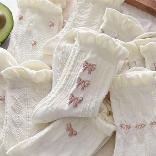 Tất dài phong cách Hàn Quốc nhiều hình Tất cổ cao phối trắng hồng dễ thương phong cách trẻ trung