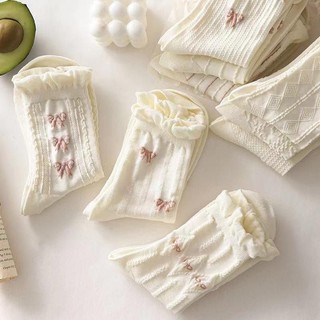 Tất dài phong cách Hàn Quốc nhiều hình Tất cổ cao phối trắng hồng dễ thương phong cách trẻ trung