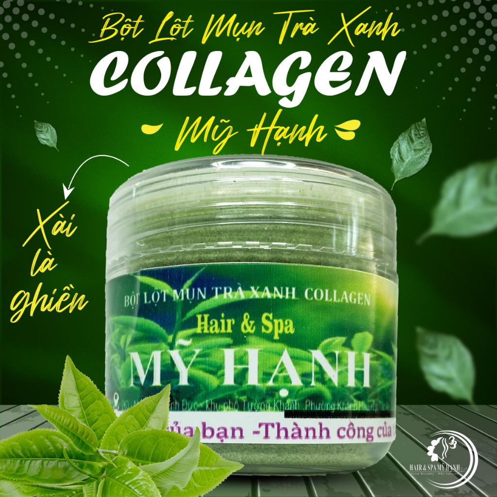 Bột lột mụn trà xanh collagen Mỹ Hạnh ,làm sạch mụn cám mụn đầu đen ,chất bả nhờn ,50g